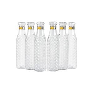 Diamond Cut Glass Water Bottle Set – Pack of 6 (1000 ml Each)