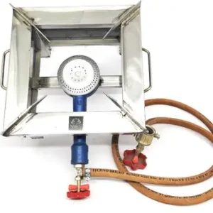 Stainless Steel Single Burner Square Chulha – High Pressure Commercial Gas Stove for Hotels, Canteens, Catering & Outdoor Cooking