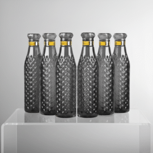 Diamond-Cut 1000ml Plastic Water Bottle (Pack of 6) – Durable, Stylish, and Travel-Friendly