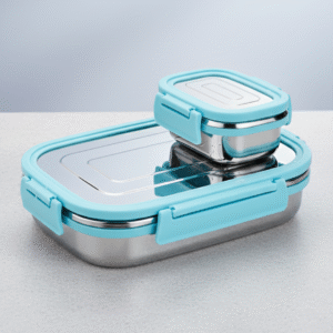 Stainless Steel Lunch Box with 2 Containers – 1100 ml, Leak-Proof & Food-Grade Tiffin for School & Office
