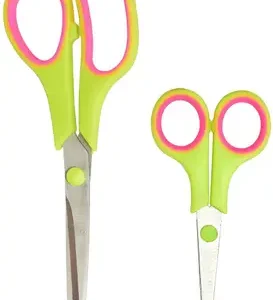 Multipurpose Stainless Steel Scissors Set – Sharp Blades for Paper, Office, School, Art & Craft (Set of 2, Multicolor)