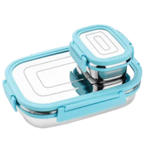 Stainless Steel Lunch Box with 2 Containers – 1100 ml, Leak-Proof & Food-Grade Tiffin for School & Office