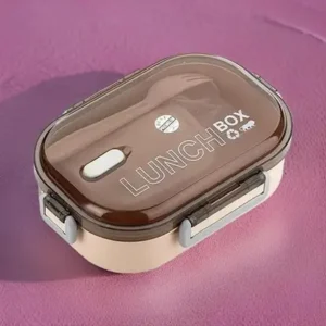 Plastic Lunch Box for Kids – 2 Containers with Spoon & Fork | Leak-Resistant, Freezer Safe & Easy-to-Carry Design