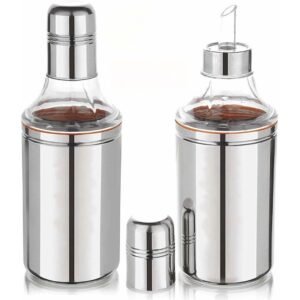 Cooking Oil Dispenser – Stainless Steel Nozzle Bottle with Handle & Dust-Proof Cap | Leak-Proof Kitchen Container