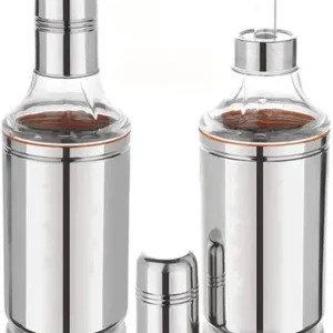 Cooking Oil Dispenser – Stainless Steel Nozzle Bottle with Handle & Dust-Proof Cap | Leak-Proof Kitchen Container