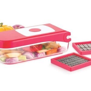 2-in-1 Vegetable & Fruit Chopper – Multi-Function Cutter, Slicer & Grater with Storage Container (Multi-Color)