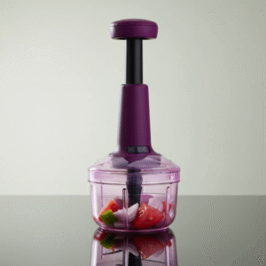 Push Chopper for Kitchen – 650 ml Manual Vegetable & Fruit Chopper with 3X Stainless Steel Blades