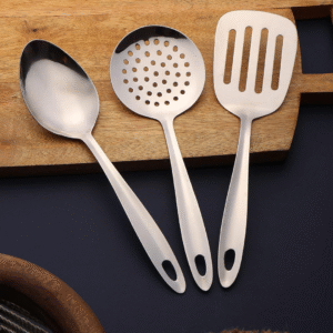 Pack of 3 Stainless Steel Turners, Serving Spoon & Skimmer for Cooking & Serving
