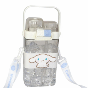 Kids Dual Sipper Water Bottle – 650ml BPA-Free Leak-Proof Bottle with Straw & Sipper for School & Travel (White – Cartoon Character Print)