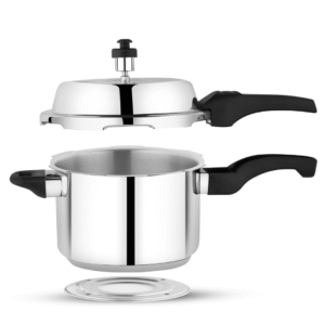 Stainless Steel Pressure Cooker – Induction Compatible, Heavy Duty Mirror Finish (1.5L / 3L / 5L)