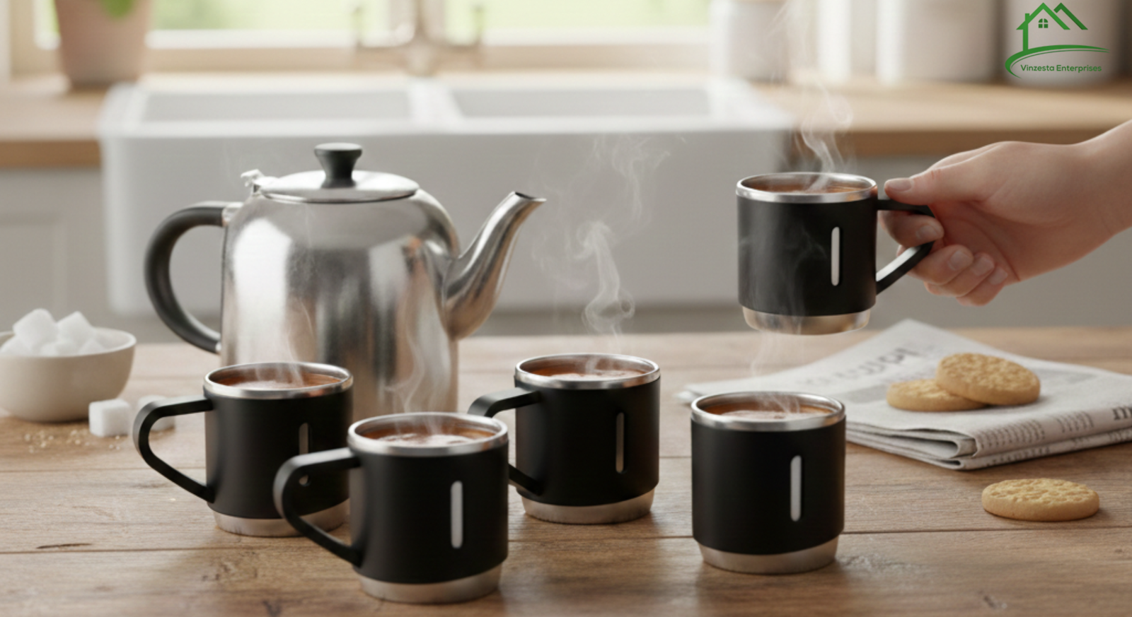 Tea Set for Daily Use: Stainless Steel Double Wall Mugs That Keep Tea Hot Longer
