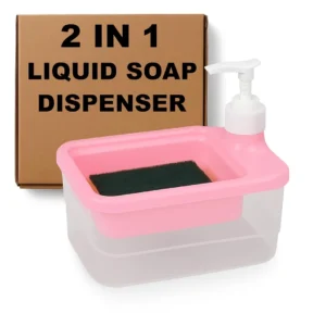 Liquid Soap Dispenser for Kitchen Sink with Sponge Pink