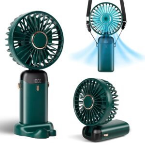 Rechargeable Handheld Fan with Digital Display 5 Speed