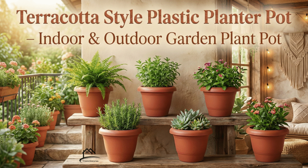terracotta style plastic planter pot