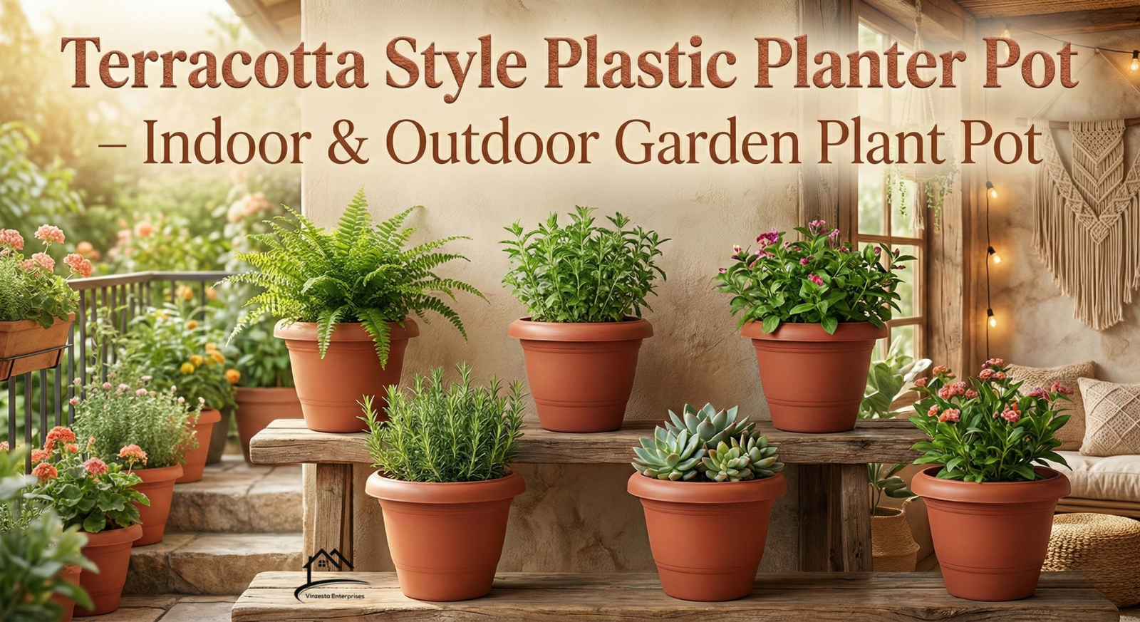 terracotta style plastic planter pot