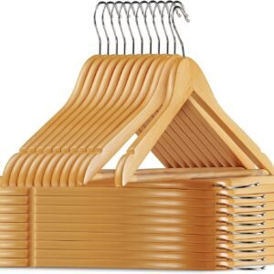 Wooden Hangers Pack of 6/12 Solid Wood Clothes Hangers Beige